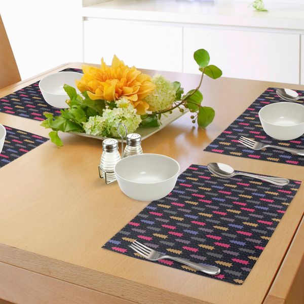 Abakuhaus Tovagliette Natalizie, Stile Astratto Digitale, Alberi Di Natale Con Fiocchi Di Neve In Tonalità Vivaci, Decorazioni Da Tavola In Tessuto Resistente Al Lavaggio Per Sala Da Pranzo E Cucina, Multicolore-image