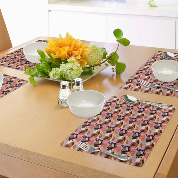Tovagliette Abakuhaus Con Motivi Floreali, Tema Estivo Colorato Dedicato Al Giardinaggio Con Composizione Di Diversi Tipi Di Fiori, Decorazioni Da Tavola In Tessuto Resistente Allo Scolorimento Per La Sala Da Pranzo E La Cucina, Multicolore-image