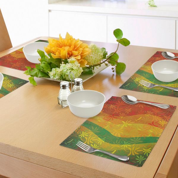 Tovagliette Abakuhaus, Composizione Autunnale Astratta Con Foglie Di Alberi Decidui Che Cambiano Con Le Stagioni, Decorazioni Da Tavola In Tessuto Resistente Al Lavaggio Per La Sala Da Pranzo E La Cucina, Multicolore-image