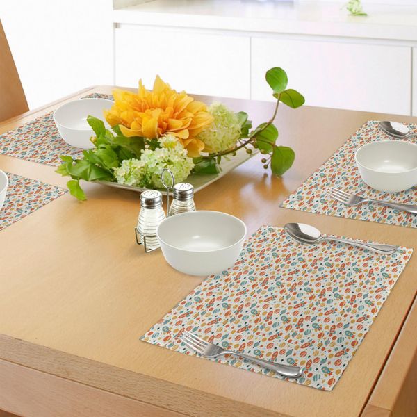 Abakuhaus Tovagliette, Disegno Colorato Dell'universo Con Pianeti, Stelle E Razzi Con Effetto Sporco, Tiscjdeco In Tessuto Resistente Al Lavaggio Per La Sala Da Pranzo E La Cucina, Multicolore-image