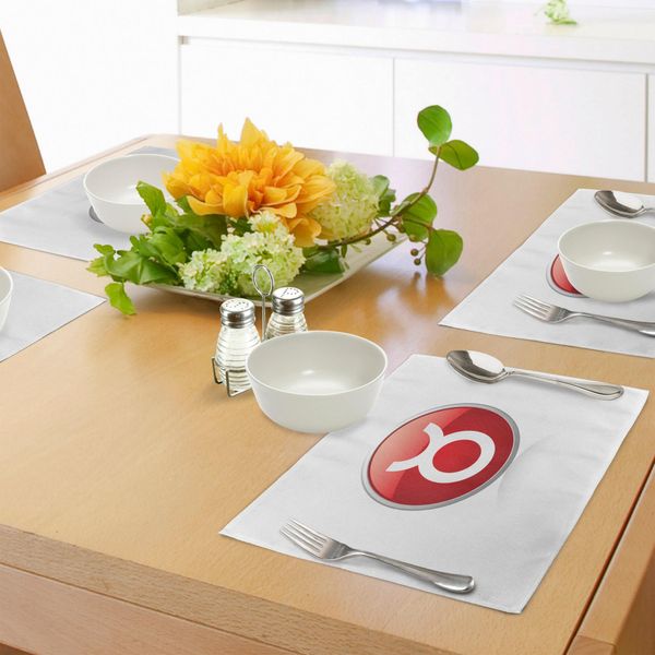 Abakuhaus Tovagliette Zodiaco Toro, Vibrant Round Circle Icona Astrologica Del Segno Zodiacale Terra Toro, Tiscjdeco In Tessuto Resistente Al Lavaggio Per Sala Da Pranzo E Cucina, Grigio Chiaro, Rosso Scarlatto E Bianco-image