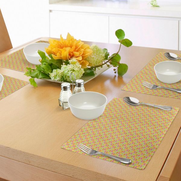 Tovagliette Abakuhaus Con Motivi Di Frutta, Quadrati Con Motivi Di Agrumi: Limone, Lime, Pompelmo, Arancia E Mandarino, Tiscjdeco In Tessuto Resistente Al Lavaggio Per La Sala Da Pranzo E La Cucina, Multicolore-image