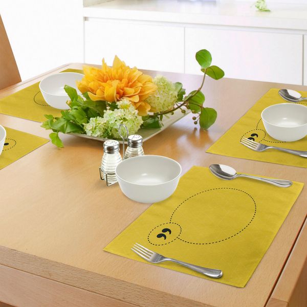 Abakuhaus Tovagliette Gialle E Nere, Proverbio Ispiratore In Un Cerchio Con Linee Tratteggiate, Citazione Mark, Sottobicchieri In Tessuto Lavabile, Decorazione Da Tavola Con Stampa, Giallo E Nero-image