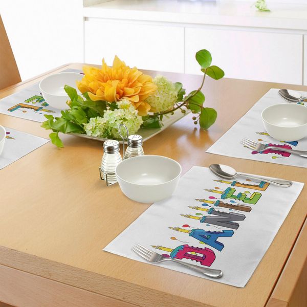 Abakuhaus Tovagliette Daniel, Nome Maschile Allegro Con Motivo Festivo Tema Compleanno Torta Con Impronta, Stampa Digitale Su Tessuto Lavabile Decorazione Tavola Cucina, Multicolore-image