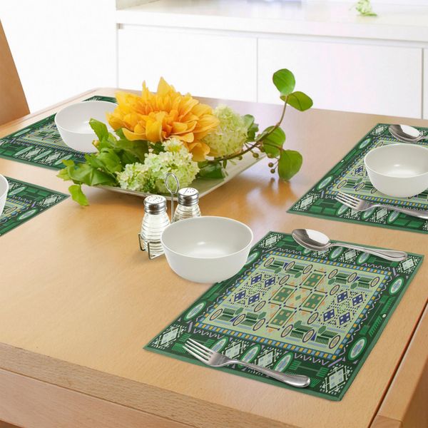 Abakuhaus Tovagliette Afghane, Decorazioni Orientali Con Motivi Geometrici, Rombi E Cerchi, Tiscjdeco In Tessuto Resistente Ai Colori Per La Sala Da Pranzo E La Cucina, Multicolore-image