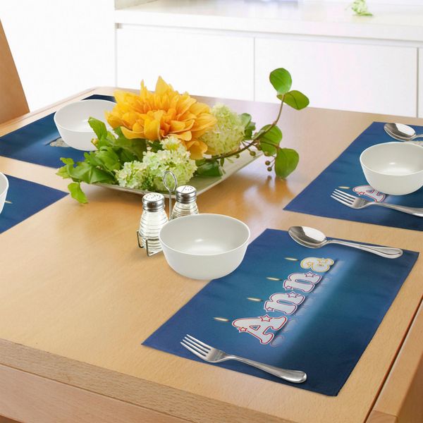 Tovagliette Abakuhaus Anna, Candeline Di Compleanno Con Stelline A Forma Di Lettere Del Nome Della Neonata, Decorazioni Da Tavola In Tessuto Resistente Al Lavaggio Per La Sala Da Pranzo E La Cucina, Multicolore E Blu-image
