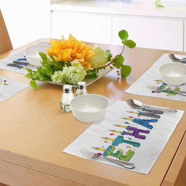 Tovagliette Abakuhaus Ethan, Candele A Tema Festivo E Torta Addentata - Immagine Di Compleanno Popolare Tra I Maschietti, Decorazioni Da Tavola In Tessuto Resistente Ai Colori Per La Sala Da Pranzo E La Cucina, Multicolore-image