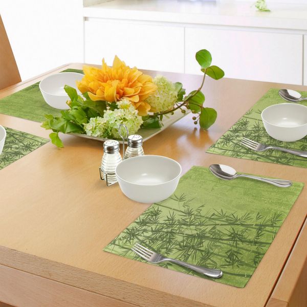 Abakuhaus Tovagliette Esotiche, Foresta Tropicale, Foresta Pluviale, Giungla, Paradiso, Ecologia, Feng Shui, Spa, Tiscjdeco In Tessuto Resistente Al Lavaggio Per La Sala Da Pranzo E La Cucina, Verde Pistacchio, Verde Felce-image