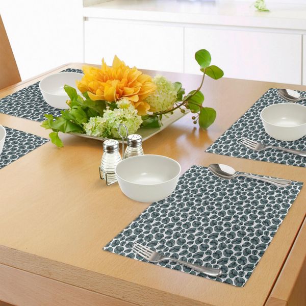 Abakuhaus Tovagliette Tropicali, Motivo Astratto A Foglie Di Palma In Diverse Dimensioni Con Immagine Grafica Esotica Di Piante, Tiscjdeco In Tessuto Resistente Al Lavaggio Per La Sala Da Pranzo E La Cucina, Multicolore-image