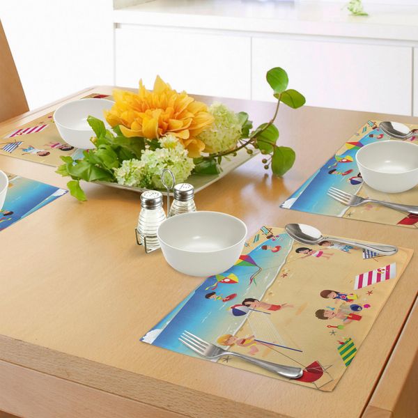 Tovagliette Sportive Per Bambini Abakuhaus, Beach Volley Per Bambini Piccoli, Giochi Estivi Al Mare, Asilo Nido, Tiscjdeco In Tessuto Resistente Ai Colori Per La Sala Da Pranzo E La Cucina, Multicolore-image