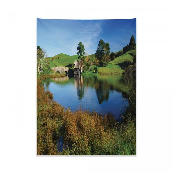 Arazzo Abakuhaus Hobbits, Hobbits In Morbido Tessuto Microfibra Colori Chiari Che Non Sbiadiscono Lavabile, 110 X 150 Cm, Verde Blu-image