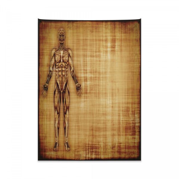 Arazzo Anatomico Abakuhaus, Stile Corpo Umano, In Morbido Tessuto Microfibra, Colori Chiari Che Non Sbiadiscono, Lavabile, 110 X 150 Cm, Marrone Chiaro-image