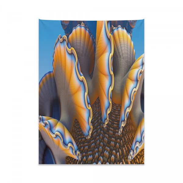 Arazzo Nautico Abakuhaus, Conchiglie Nel Mare Oceano In Morbido Tessuto Microfibra Colori Chiari Che Non Sbiadiscono Lavabile, 110 X 150 Cm, Albicocca E Blu-image
