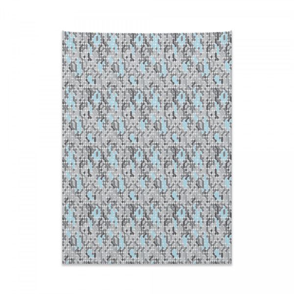 Abakuhaus Arazzo Geometrico, Moderno Labirinto Circolare In Morbido Tessuto Microfibra Colori Chiari Che Non Sbiadiscono Lavabile, 110 X 150 Cm, Grigio Antracite Azzurro-image
