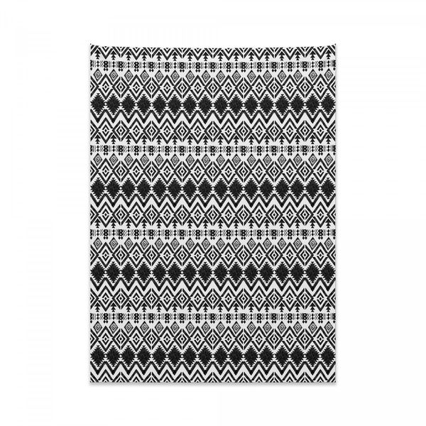 Abakuhaus Arazzo Geometrico, Motivi Disegnati A Mano In Morbido Tessuto Microfibra Colori Chiari Che Non Sbiadiscono Lavabile, 110 X 150 Cm, Bianco E Nero-image