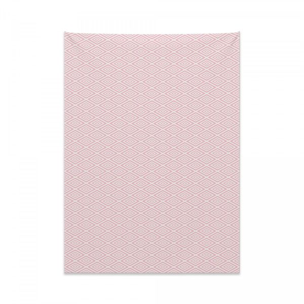 Abakuhaus Arazzo Geometrico, Rettangoli Vintage In Morbido Tessuto Microfibra, Colori Chiari Che Non Sbiadiscono, Lavabile, 110 X 150 Cm, Rosa Chiaro E Bianco-image
