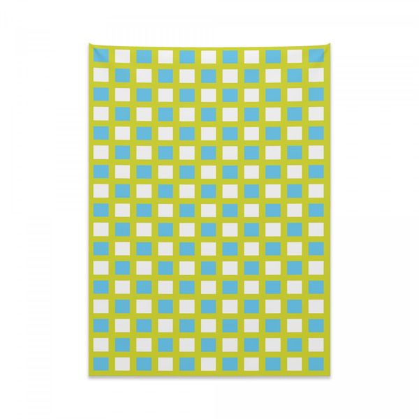 Abakuhaus Arazzo Geometrico, Quadrati Astratti In Morbido Tessuto Microfibra Colori Chiari Che Non Sbiadiscono Lavabile, 110 X 150 Cm, Giallo Verde Bianco Blu-image