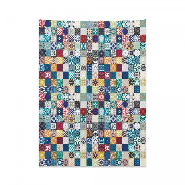 Tappeto Marocchino Abakuhaus, Motivo Patchwork Artistico In Morbido Tessuto Microfibra, Colori Vivaci Che Non Sbiadiscono, Lavabile, 110 X 150 Cm, Multicolore-image