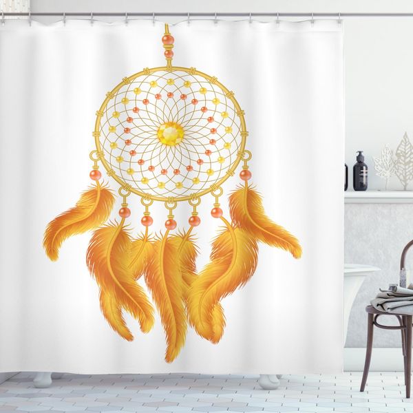 Abakuhaus Tenda Da Doccia Azteca, American Indigenous, Impermeabile, Inclusi 12 Anelli, Resistente A Batteri E Muffe, 175 X 240 Cm, Bianco Calendula-image