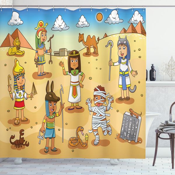 Abakuhaus Tenda Da Doccia Egiziana, Pyramid Bambini, Impermeabile, Incl. 12 Anelli, Resistente A Batteri E Muffe, 175 X 200 Cm, Multicolore-image