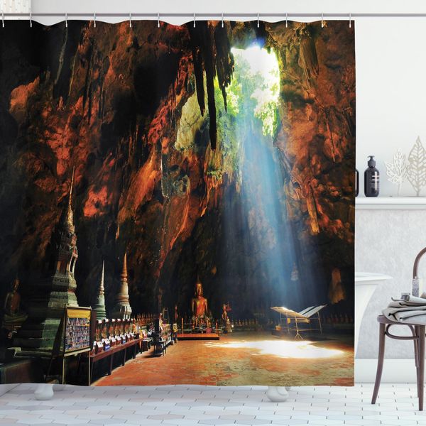 Abakuhaus Tenda Da Doccia Colorata, Tham Khao Luang Cave, Impermeabile, Inclusi 12 Anelli, Resistente A Batteri E Muffe, 175 X 200 Cm, Multicolore-image