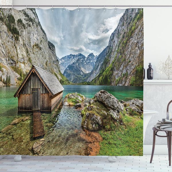 Abakuhaus Tenda Da Doccia Colorata, Montagne Alpine, Opaca, Incl. 12 Anelli, Resistente A Batteri E Muffe, 175 X 240 Cm, Multicolore-image
