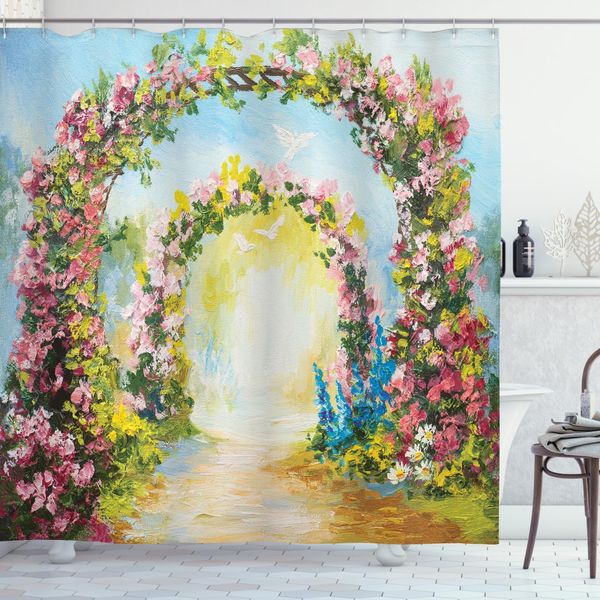 Abakuhaus Tenda Da Doccia Colorata, Hot Summer Boho Park, Impermeabile, Inclusi 12 Anelli, Resistente A Batteri E Muffe, 175 X 200 Cm, Multicolore-image