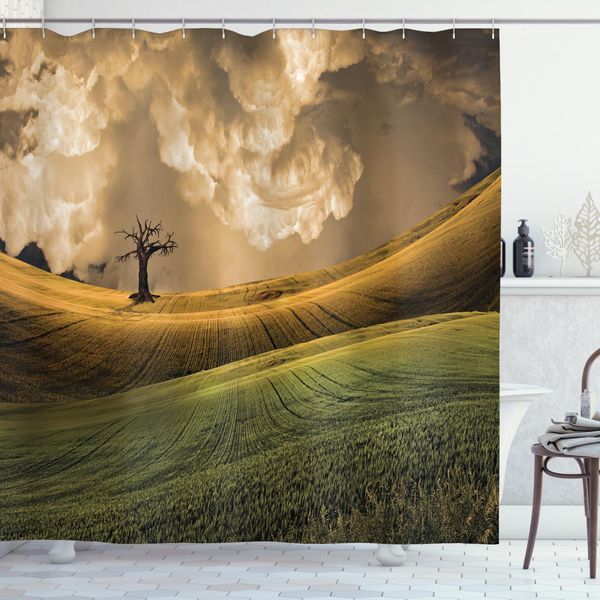Abakuhaus Tenda Da Doccia Colorata, Paesaggio Sky Tree, Opaca, Incl. 12 Anelli, Resistente A Batteri E Muffe, 175 X 200 Cm, Multicolore-image