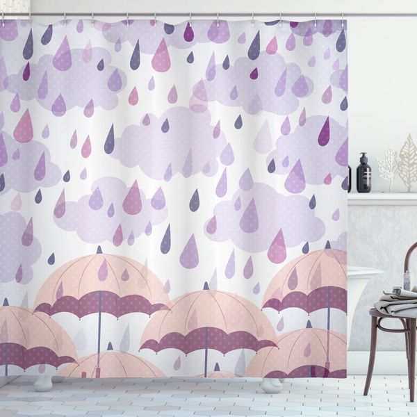 Abakuhaus Tenda Da Doccia Viola, Ombrelli Rosa Pioggia, Impermeabile, Inclusi 12 Anelli, Resistente A Batteri E Muffe, 175 X 240 Cm, Viola Rosa-image