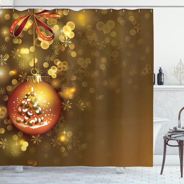 Abakuhaus Tenda Da Doccia Natalizia, Icone Vivaci Di Capodanno, Con Set Di 12 Anelli Impermeabile Elegante Moderna Colori Resistenti E Antimuffa, 175 X 180 Cm, Multicolore-image