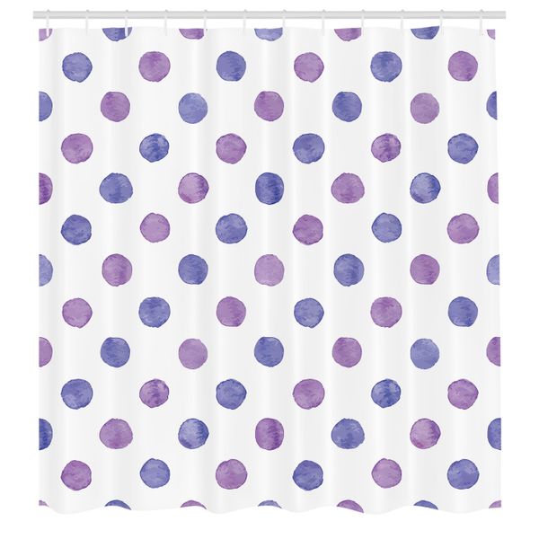 Abakuhaus Tenda Da Doccia Viola, Colori Acquerellati, Stile Retrò Nostalgico, Motivo Classico A Tema Asilo Nido, Tessuto, Set Decorativo Per Bagno Con Ganci, 175X220 Cm, Viola Blu-image