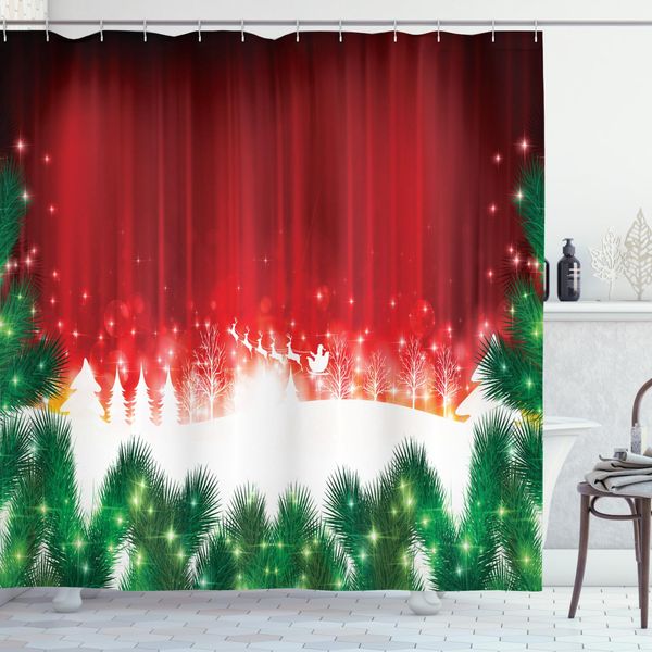 Abakuhaus Tenda Da Doccia Natalizia, Scatole A Tema Capodanno, Opaca All'acqua, Incl. 12 Anelli, Resistente A Batteri E Muffe, 175 X 200 Cm, Multicolore-image
