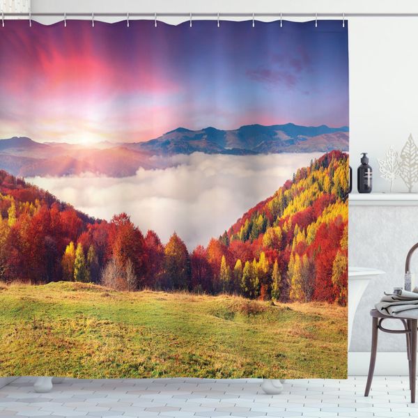 Abakuhaus Tenda Da Doccia Colorata, Fall-Morgen Berg, Opaca, Incl. 12 Anelli, Resistente A Batteri E Muffe, 175 X 240 Cm, Multicolore-image