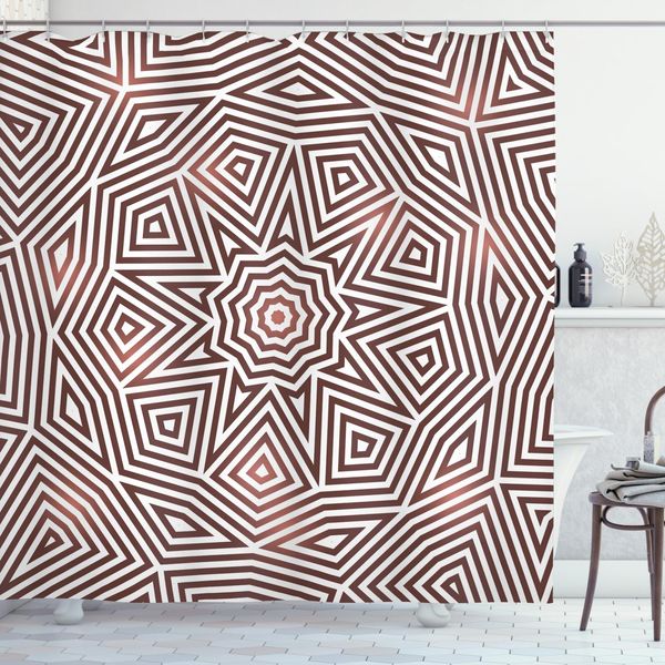 Abakuhaus Tenda Da Doccia Celtica, Celtic Barock Boho, Resistente A Batteri E Muffe, Incl. 12 Ganci Lavabile Elegante Stampa Digitale, 175 X 180 Cm, Marrone Beige-image