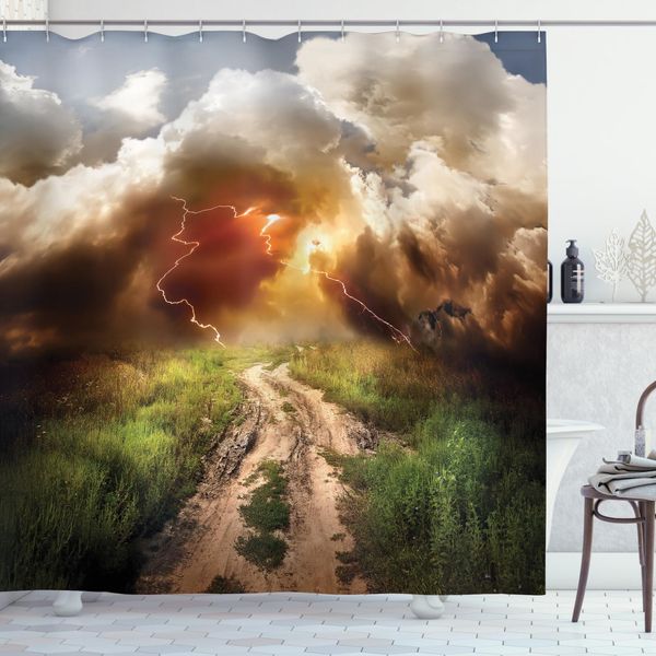 Abakuhaus Tenda Da Doccia Naturale, Big Regen Cloud Dazzling, Stampa Digitale Su Tessuto, Incl. 12 Ganci, Resistente Al Lavaggio, Impermeabile E Antibatterica, 175 X 180 Cm, Multicolore-image