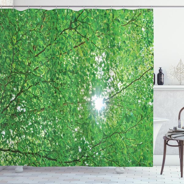 Abakuhaus Tenda Da Doccia Horror, Bosco Invernale Scuro, Acqua Opaca, Incl. 12 Anelli, Resistente A Batteri E Muffe, 175 X 200 Cm, Nero Grigio-image