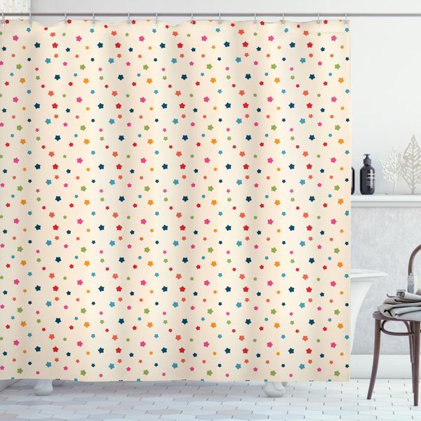 Abakuhaus Tenda Da Doccia Cosmica, Stelle Colorate Stellar, Impermeabile, Incl. 12 Anelli, Resistente A Batteri E Muffe, 175 X 240 Cm, Multicolore-image