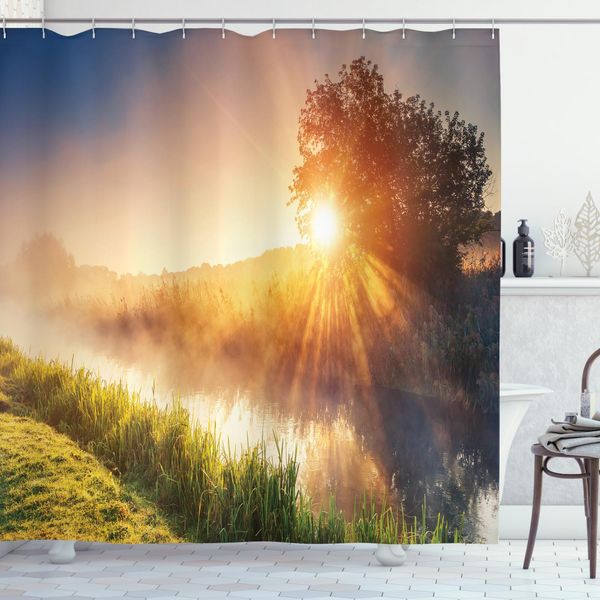 Abakuhaus Tenda Da Doccia Colorata, Albero Ucraina Rurale, Opaca, Incl. 12 Anelli, Resistente A Batteri E Muffe, 175 X 240 Cm, Multicolore-image