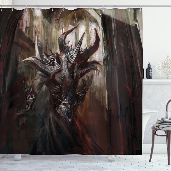 Abakuhaus Tenda Da Doccia Fantasia, Princess Gothic, Opaca, Incl. 12 Anelli, Resistente A Batteri E Muffe, 175 X 200 Cm, Grigio-image
