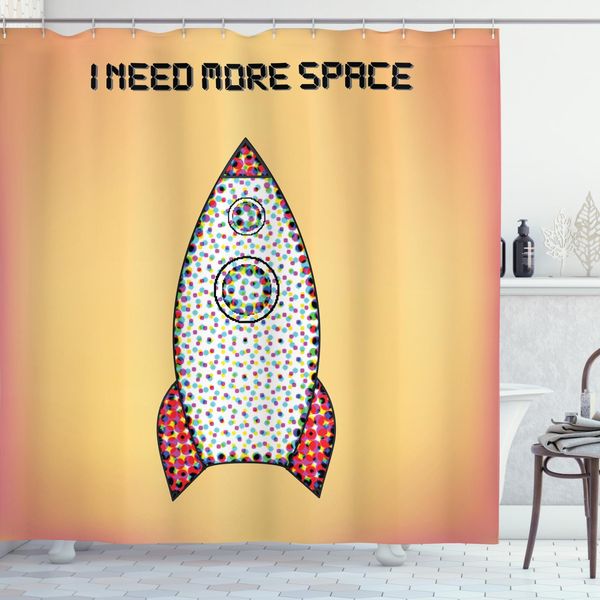 Abakuhaus Tenda Da Doccia Vintage, Citazione Futuristica, Opaca, Incl. 12 Anelli, Resistente A Batteri E Muffe, 175 X 220 Cm, Multicolore-image
