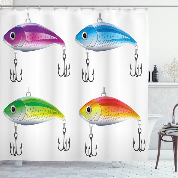 Abakuhaus Tenda Da Doccia Bianca, Ganci Da Pesca, Opaca, Incl. 12 Anelli, Resistente A Batteri E Muffe, 175 X 200 Cm, Bianca E Nera-image