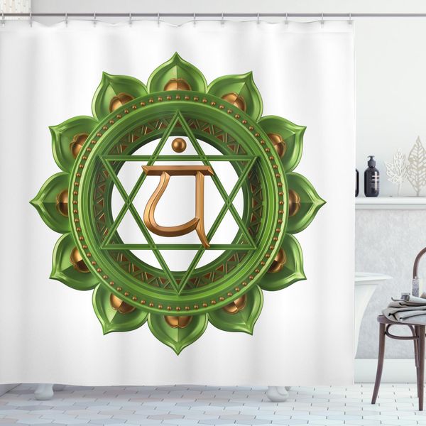 Abakuhaus Tenda Da Doccia Yoga, Meditazione Lotus Mandala, Impermeabile, Inclusi 12 Anelli, Resistente A Batteri E Muffe, 175 X 200 Cm, Nero Rosa-image