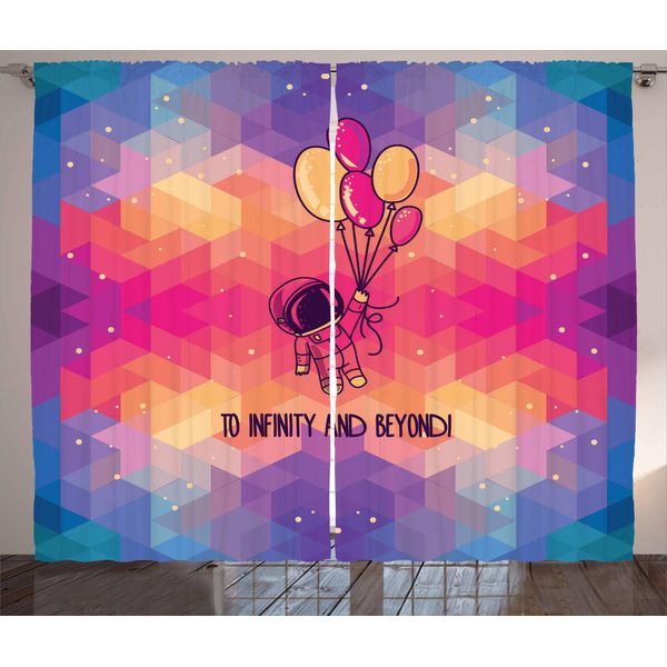 Abakuhaus Tenda Rustica Astronaut, Doodle Space Man, Tende Universali Per Soggiorno Con Passanti E Ganci, 280 X 175 Cm, Multicolore Rosa-image