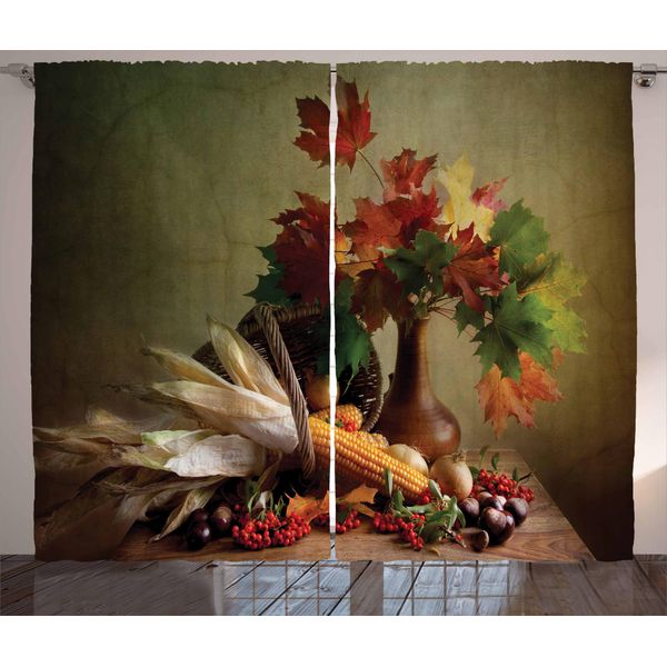Abakuhaus Tenda Rustica Harvest, Foglie Autunnali, Tenda Universale Per Soggiorno Con Passanti E Ganci, 280 X 175 Cm, Multicolore-image