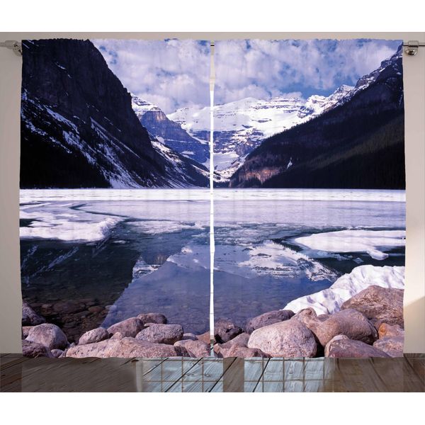 Abakuhaus Tenda Rustica Invernale, Lake Louise Alberta, Tenda Con Passanti E Ganci Per Camera Da Letto, 280 X 175 Cm, Viola Scuro Lavanda-image