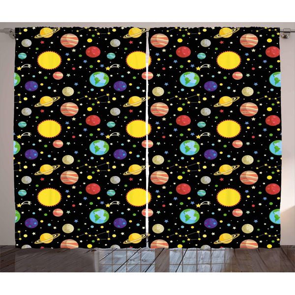 Abakuhaus Tenda Rustica, Sun Earth Constellations, Tenda Con Passanti E Ganci Per Camera Da Letto, 280 X 175 Cm, Multicolore-image