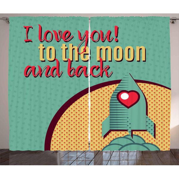 Abakuhaus Ti Amo Tenda Rustica, Rocket-Liebe Fuel, Soggiorno Tenda Universale Con Passanti E Ganci, 280 X 175 Cm, Turchese Senape Rosso-image