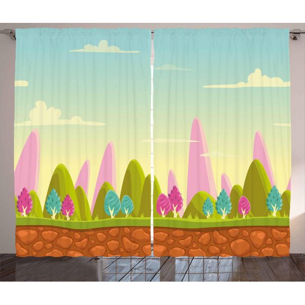 Abakuhaus Tenda Rustica, Illustrazione Fantasy-Cartoon, Tende Universali Per Soggiorno Con Passanti E Ganci, 280 X 175 Cm, Multicolore-image