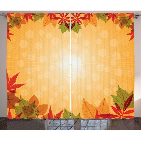 Abakuhaus Tenda Rustica, Stagione A Righe E A Pois, Tenda Con Passanti E Ganci Per Camera Da Letto, 280 X 175 Cm, Arancione Verde Rosso-image