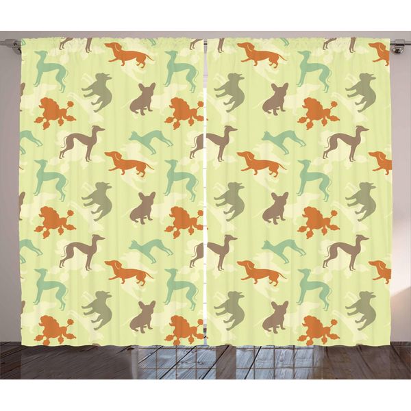 Abakuhaus Amanti Dei Cani Tenda Rustica, Animali Di Razza Pura, Camera Da Letto Tenda Con Passanti E Ganci, 280 X 175 Cm, Multicolore-image
